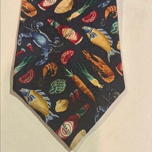 Tabasco Black and Red 100% Silk Seafood Tie